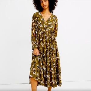 Madewell Cinch-waist Tiered Midi Dress in Wildblooms